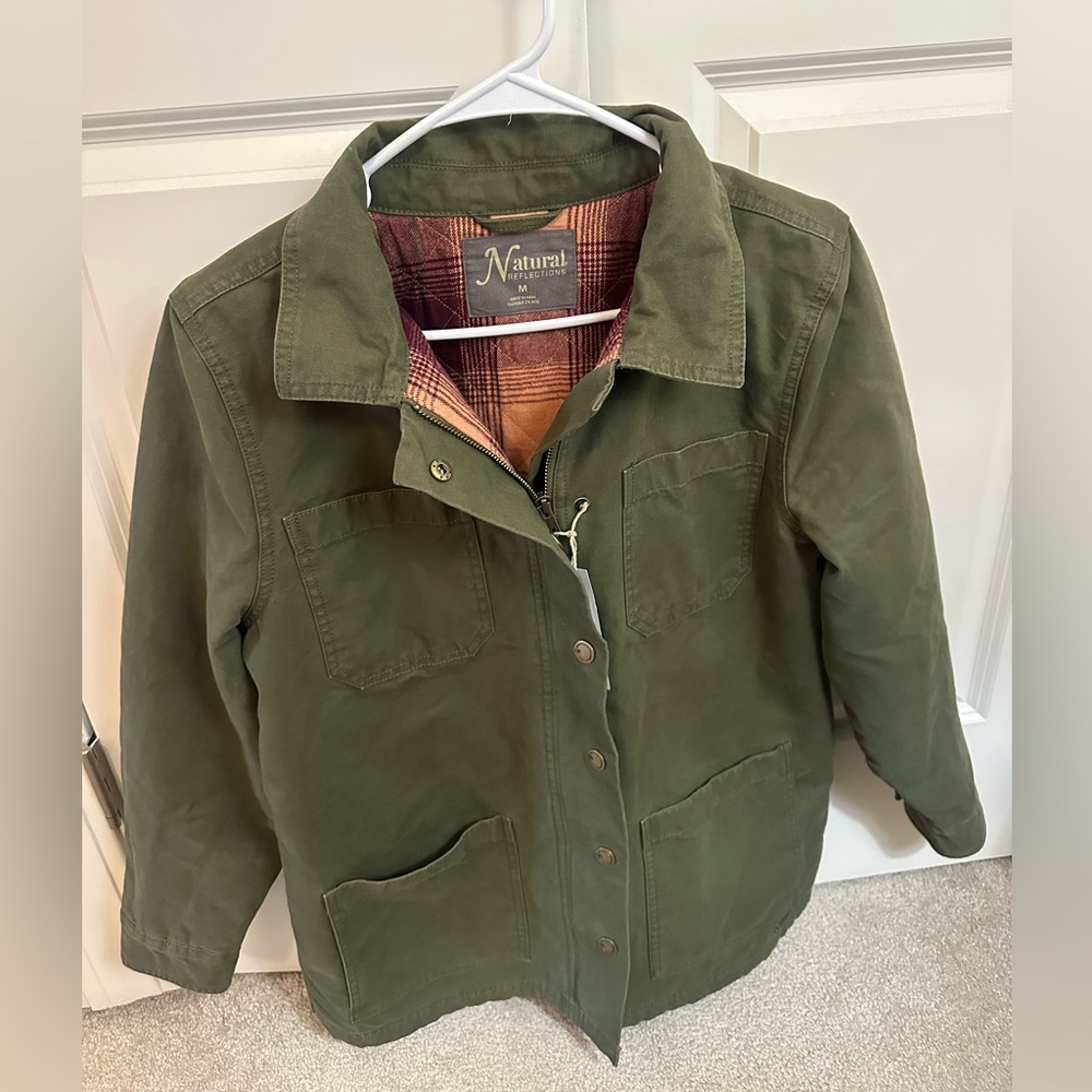 NWT - Flannel-Lined Zip-Up Canvas Barn Jacket
